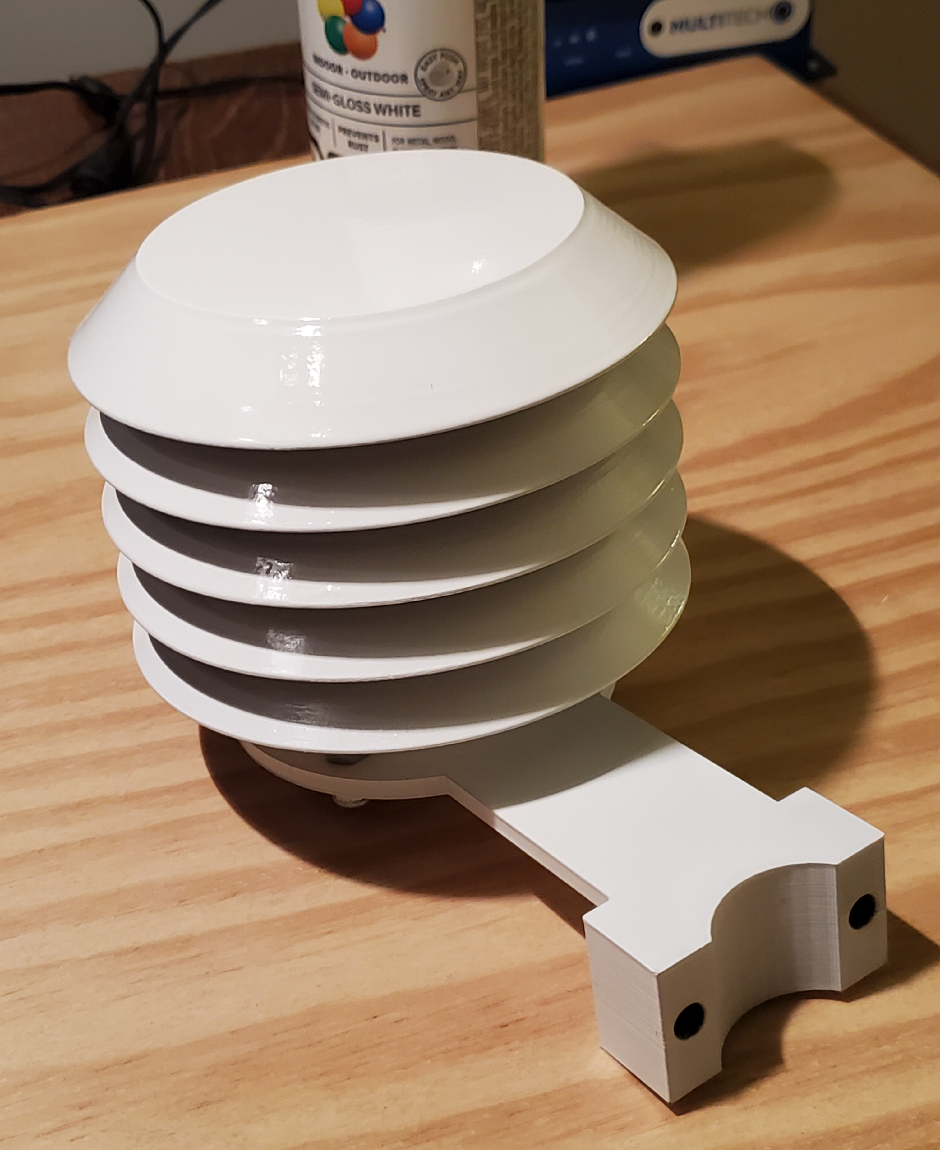 3D Printed radiation shield after coat of white paint